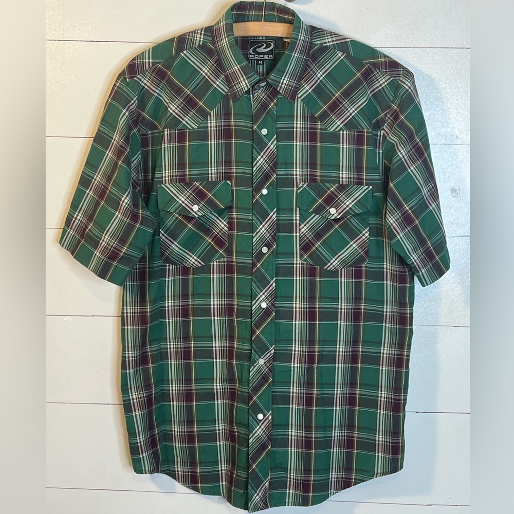 ROPER PLAID PEARL SNAP MEN’S SHIRT SZ M